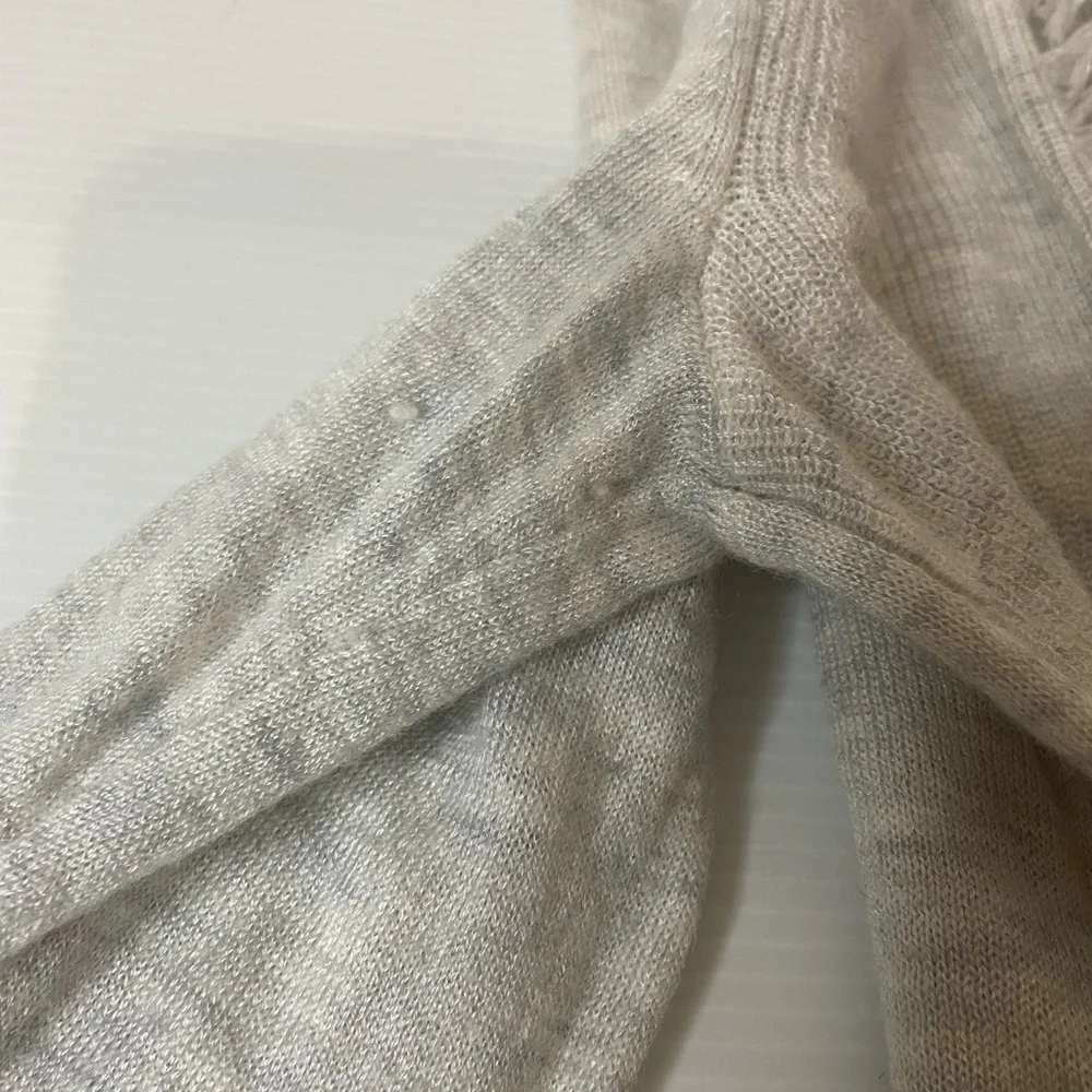 Lilly Pulitzer Bridget Fringe Cardigan Gray Wool Cashmere Blend Sz M Open Front - Picture 7 of 7